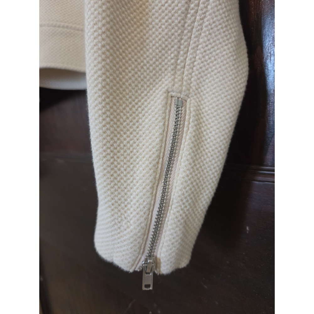 Banana Republic Textured Cotton Knit Moto Bomber Jacket Full Zip Women L EUC - Picture 6 of 11